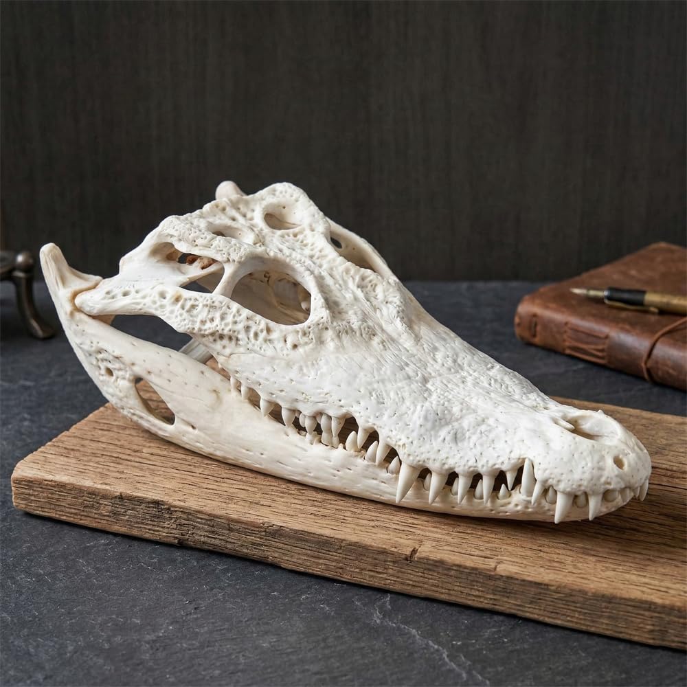 Real Animal Skull Specimen for Art & Science - Taxidermy Bone for Veterinary Teaching & Art Reference - Gothic Home Decor, Macabre Curiosities & Oddities (Aligator SKULL-1pc)