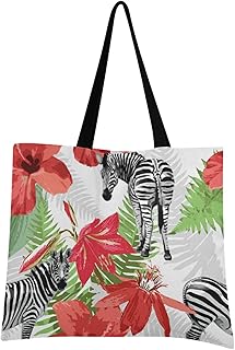 LDIYEU Animali Zebra Cavallo Foglia Borse per la Spesa Drogherie Grande Ecologica Shopper Borsa Riutilizzabile Borsa di Totalizzatore Pieghevoli Sacchetti per la Spesa