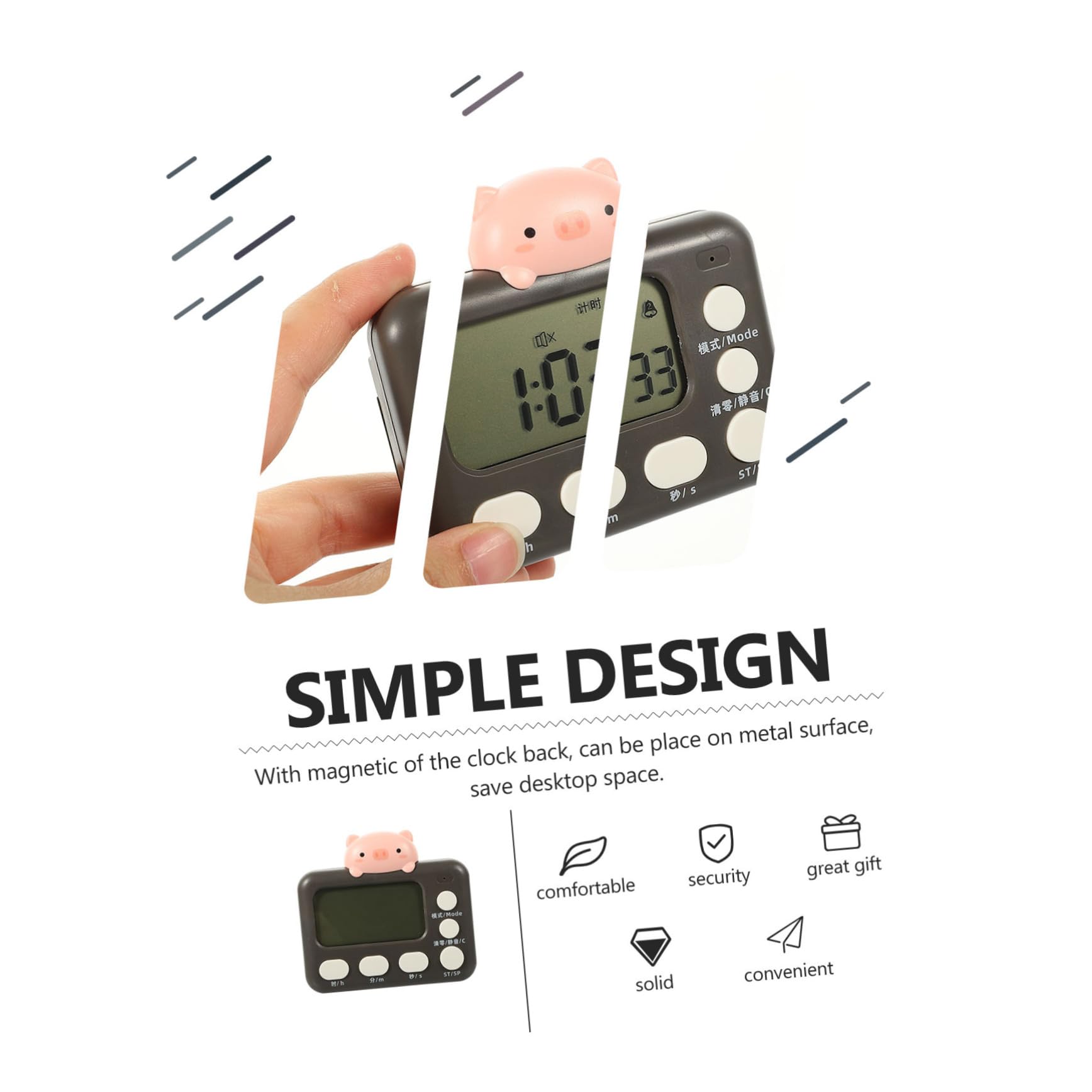 Amosfun 3St Wecker Countdown Uhr fitnesuhren Uhr für Kinder kinderuhren Tischuhr Ziffern-Zeitschaltuhr magnetischer Timer Backtimer für die Küche digitaler Koch-Küchentimer Plastik Black