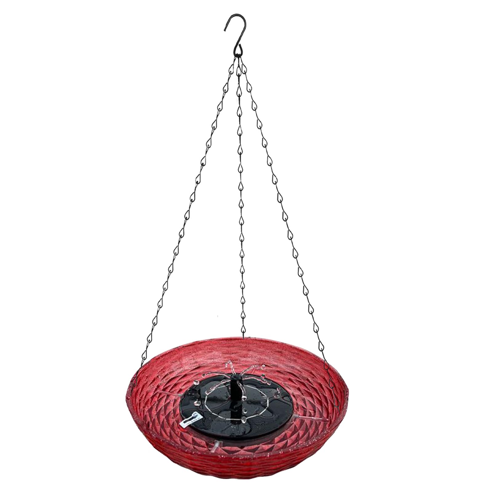 Generic Solar Fountain Hanging Bird Bath Wildlife Feeder Bird Bath Bowl with Solar Powered Pump for Outdoor Garden Backyard Patio Lawn (Red)