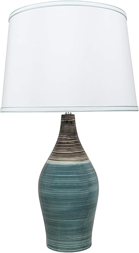 Aspen Creative 40185-11 - Lámpara de mesa de cerámica de transición de 27-1/2 pulgadas, color marrón y azul y pantalla de lámpara con forma de