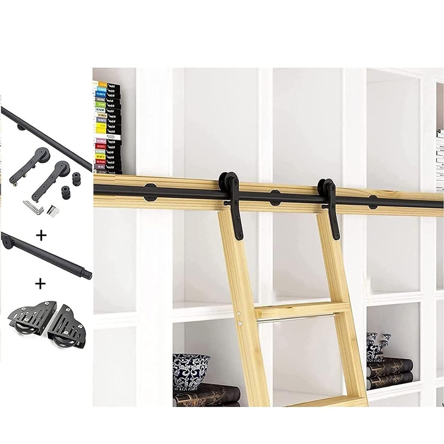 Kit de herramientas de escalera rodante con ruedas de suelo para un deslizamiento suave en bibliotecas y áreas de almacenamiento