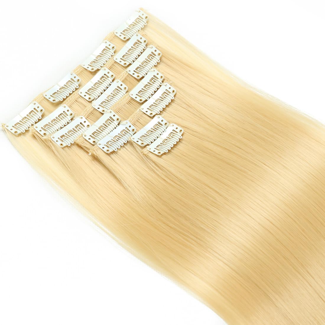 Royalfirst Clip in Hair Extensions for Women 22 Inch 7PCS Clip Ins Long Straight Hair Extension Double Weft Synthetic Thick Hairpieces Halloween Cosplay Daily Use (9#) - Image 3