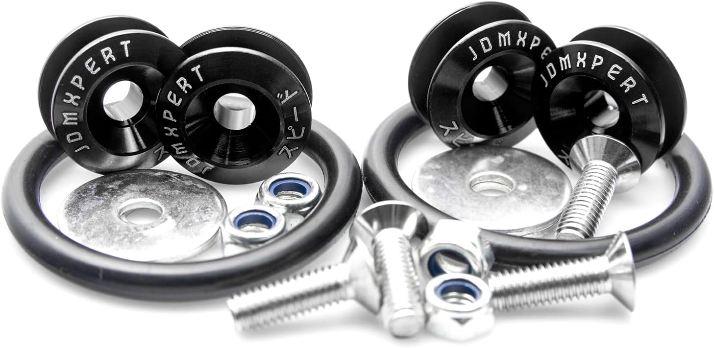 Xotic Tech 4X JDM Black Car Bumpers Trunk Fender Hatch Lids Quick Release Fasteners Kit Universal CNC Billet