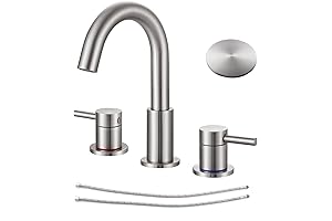 KZH Brushed Nickel Bathroom Faucet - Sink 3 Hole 8-inch Brushed Nickel Bathroom Faucets