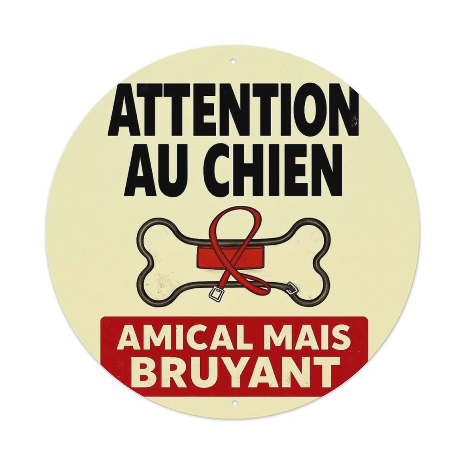 Jdyansheng Vintage Attention Au Chien Amical Mais Bruyant Tin Sign Metal Poster Metal Signs For Home Man Cave Bar Cafe Kitchen Laundry Room Wall Decorations 8X8 Inches