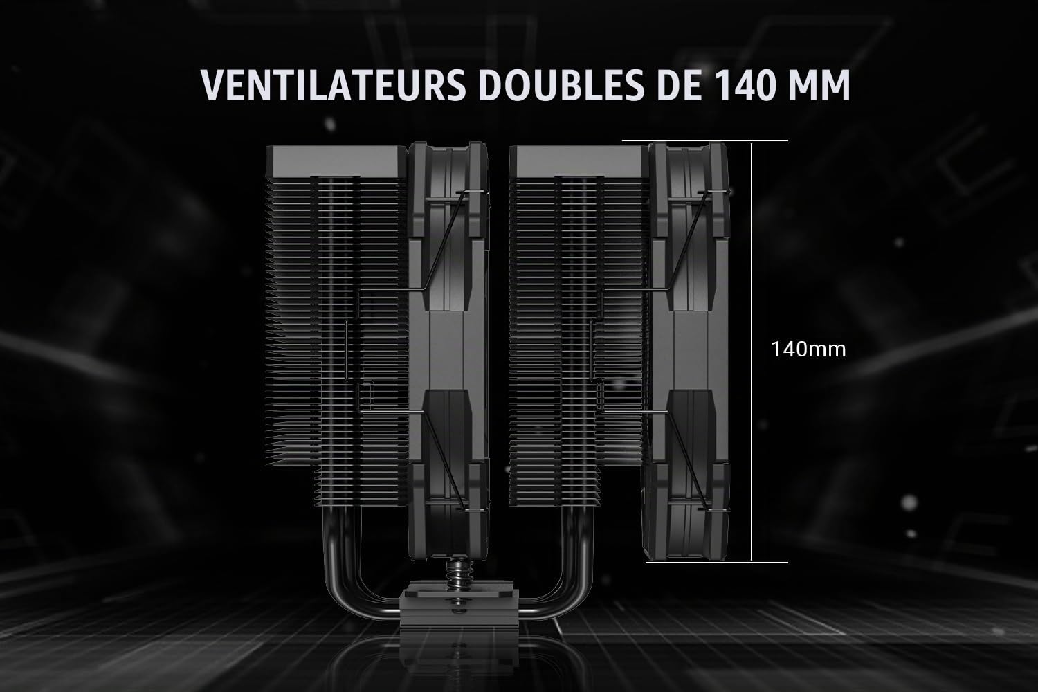 ID-COOLING Frozn A720 Refroidisseur de processeur double tour avec 7 tuyaux de chaleur 2 ventilateurs PWM 140 mm Compatibilité RAM améliorée pour Intel LGA20XX/1700/1200/115X et AMD AM4/AM5 Noir