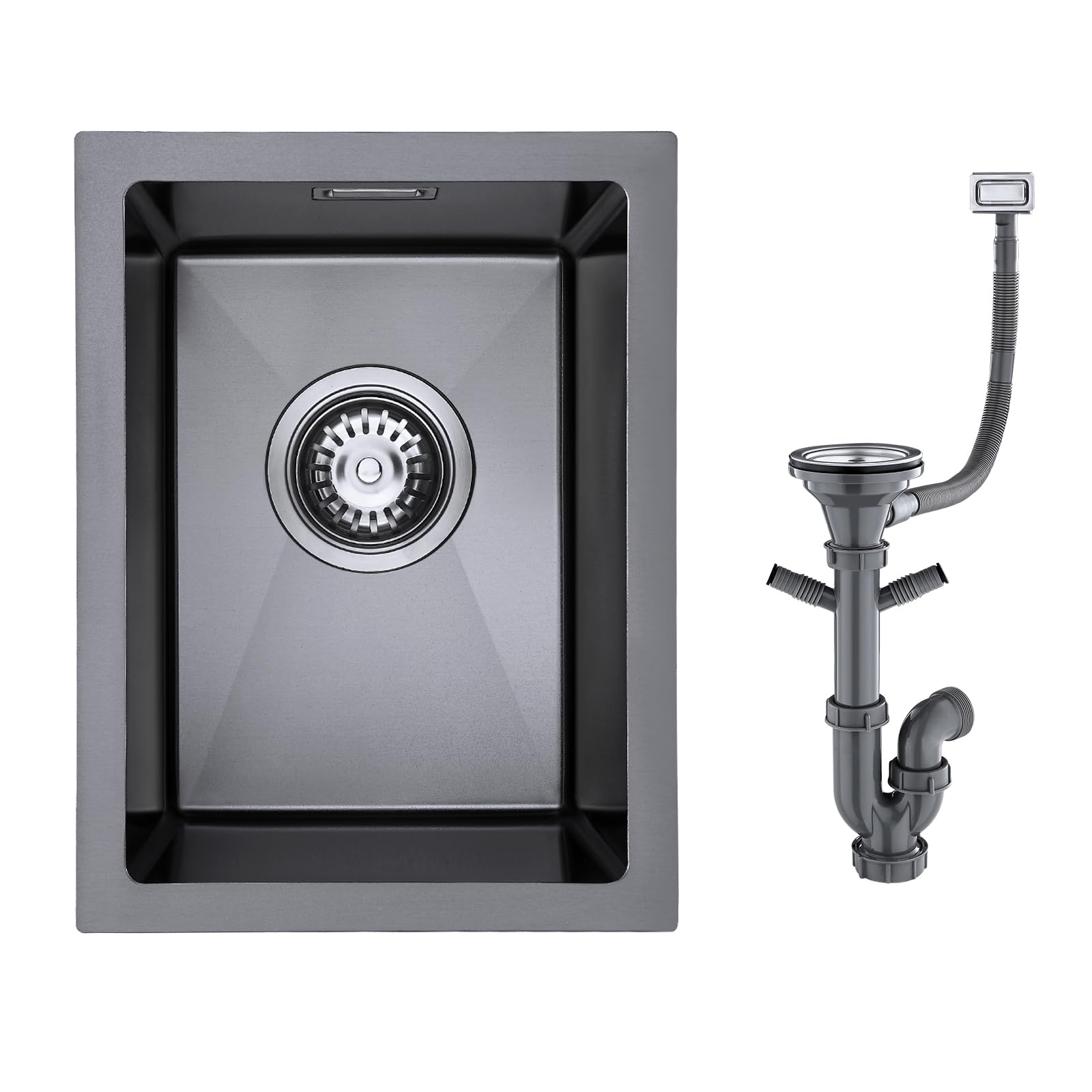 Sponsored Ad – 304 Stainless Steel Kitchen Sink 30 x 40 cm, Small Sinks, Single Bowl Kitchen Sink with Overflow, Undermount & flushmount (Without Drain Pipe), 1 Bowl, Grey Black