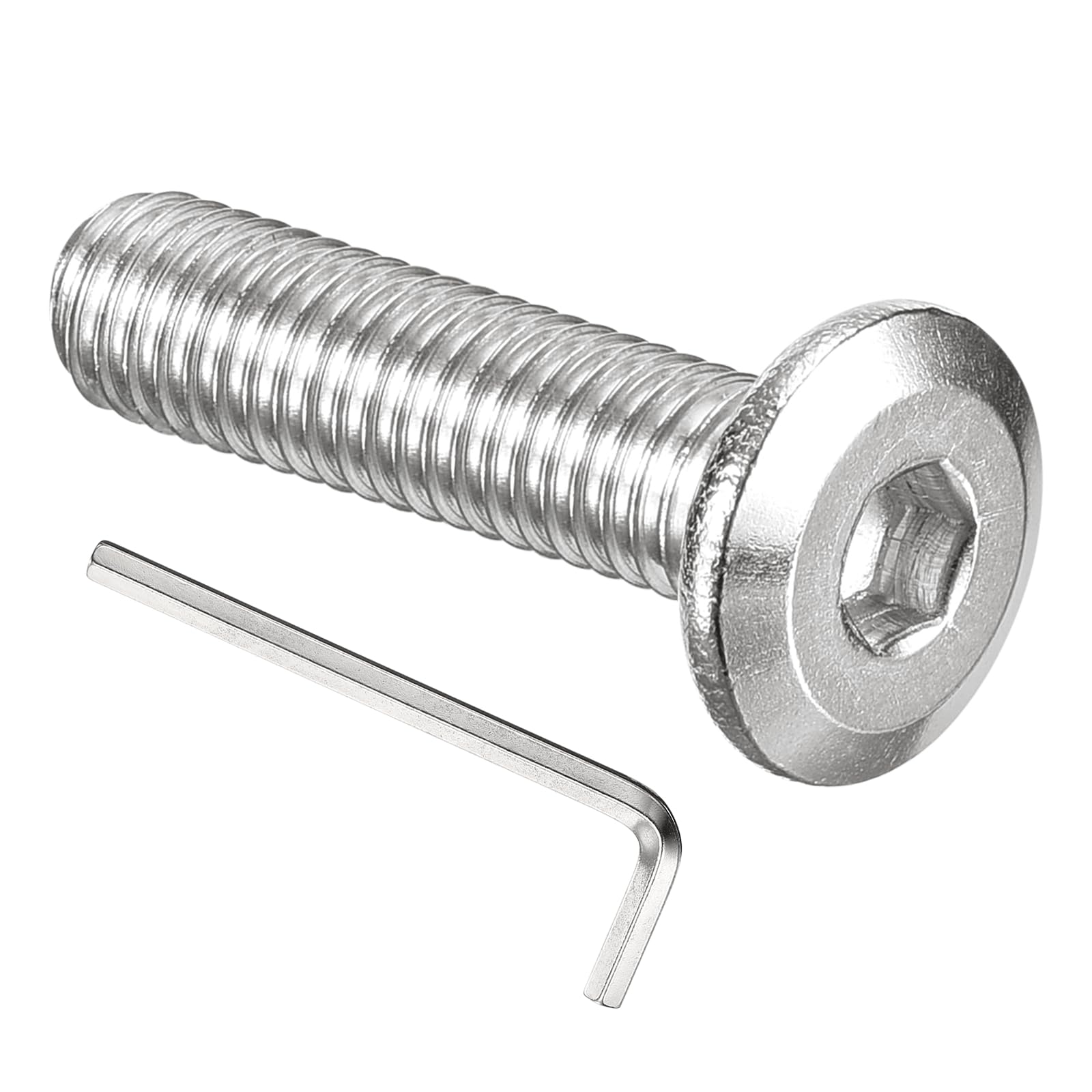 PATIKIL M5x20mm Flat Head Hex Socket Cap Screws Bolts, 50PCS 304 Stainless Steel 18-8 Furniture Bolt with Hex Allen Wrench for Bed Chair Repairs Ship Assembly Mechanical Industry, Silver