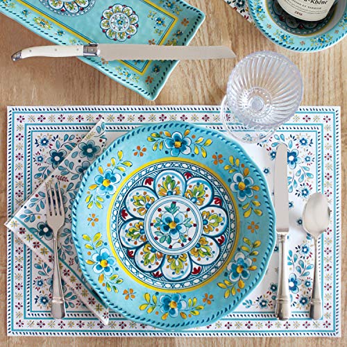 Le-Cadeaux-Melamine-11-inch-Dinner-Plate-Set-of-4-Madrid-Turquoise