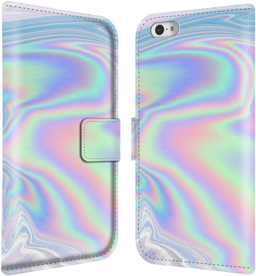 Custom Holographic Hologram PU leather Premium Wallet Case Flip Smart Cover Case for iPhone 7