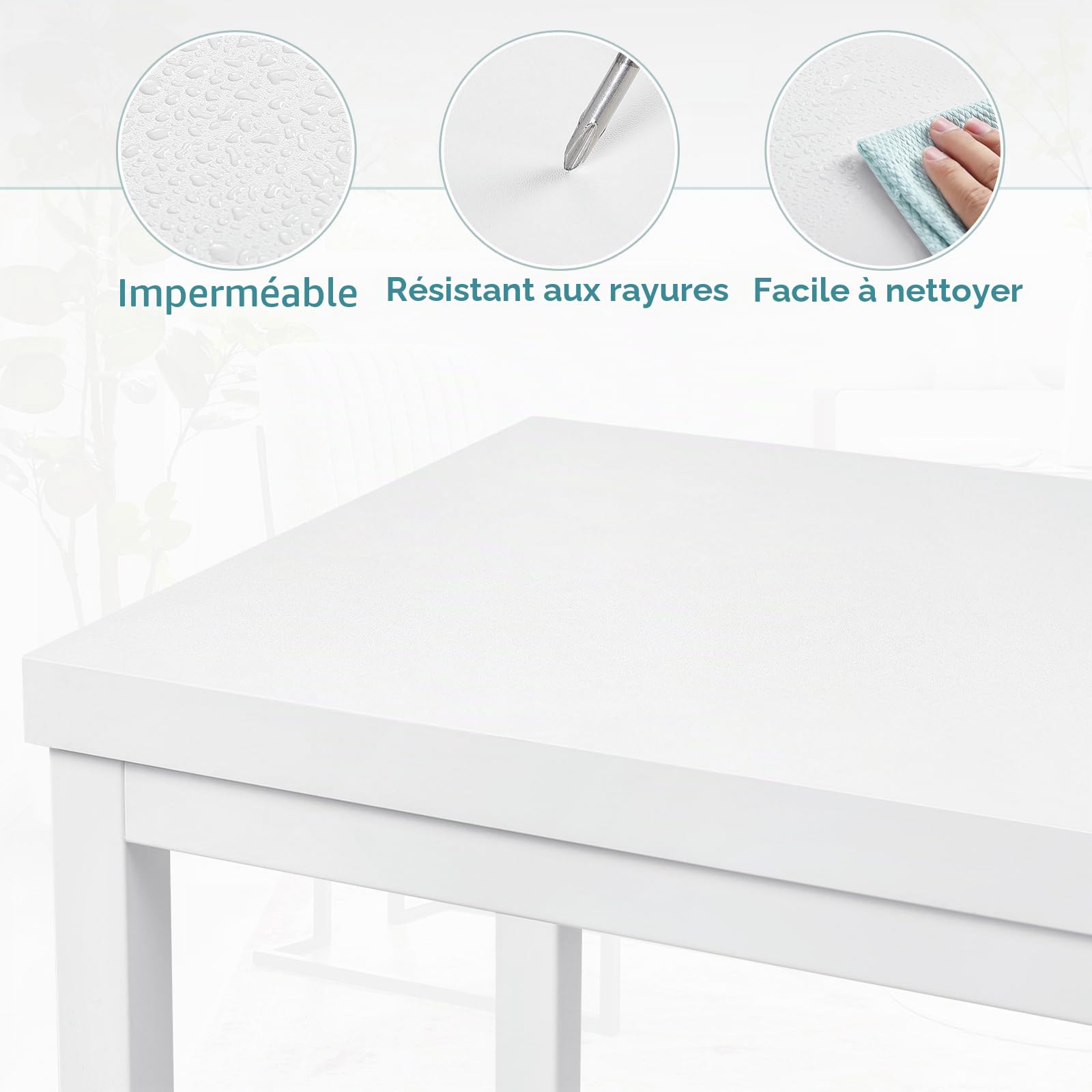 EUGAD Tabourets de Bar Lot de 2, Tabouret de Cuisine, Style Industriel, avec Repose-Pieds, pour Bistro, Salle à Manger, en Bois Aggloméré + Métal, 33x65x33 cm, Blanc, 1058BY-2