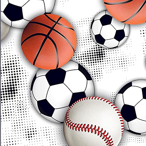Premium Sport Ball Motif 100% Cotton Quilting Fabric – Vibrant White, Orange, and Black by the Yard
