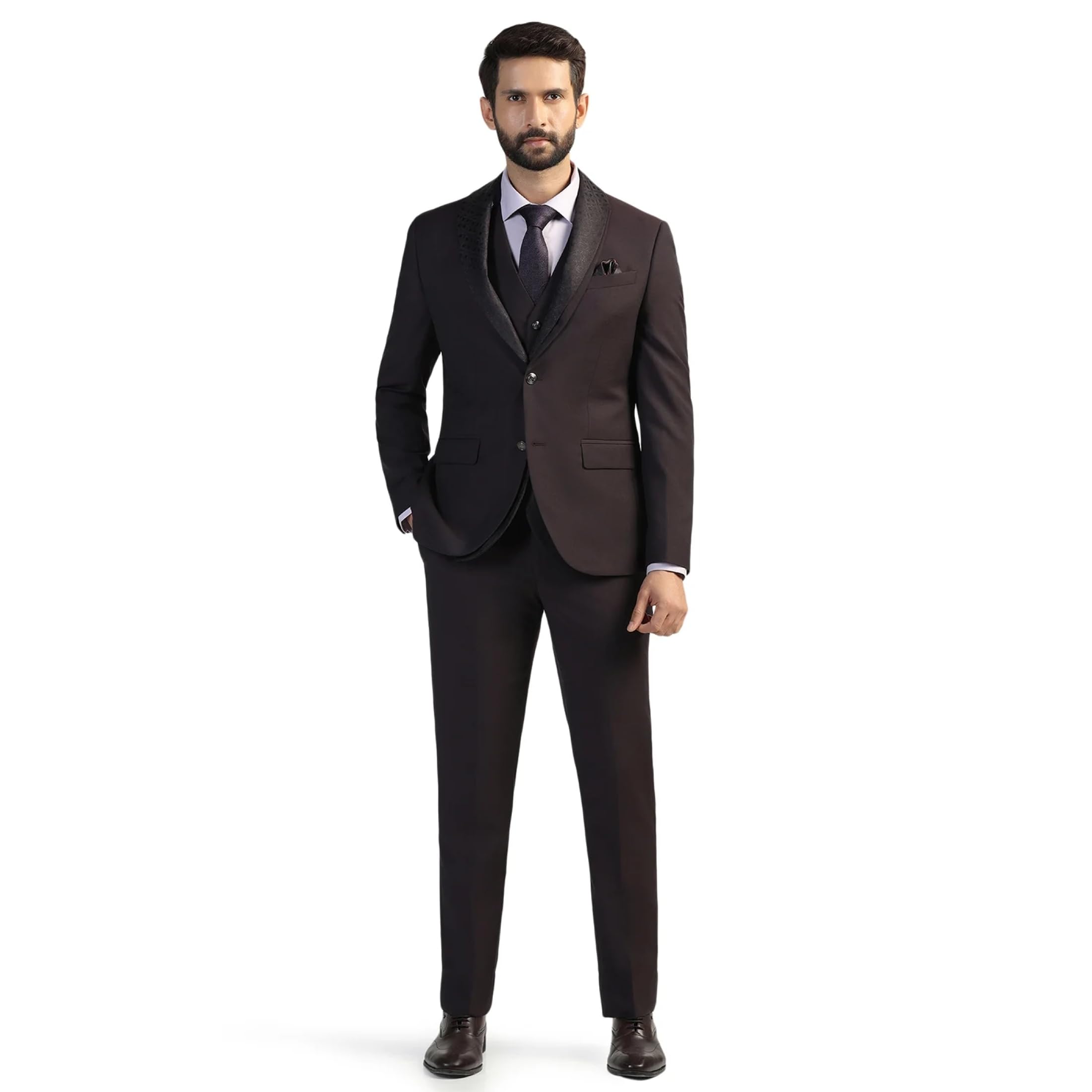 blackberrys Men's Slim Fit Textured 3 Piece Suits-picture-26