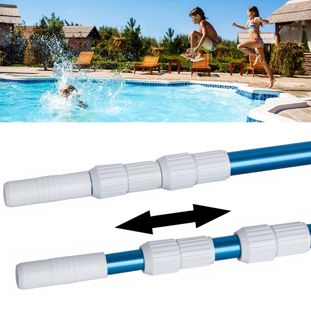 ok-living Pool Reinigungsset, Blau, 5er Set, zur manuellen Reinigung von Poolboden und Wasseroberfläche