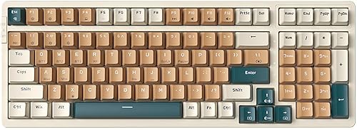 Qisan Teclado mecánico inalámbrico y con cable, triple modo 2.4GUSB-CBT (98%) teclado mecánico inalámbrico con diseño de EE. UU.  Teclados