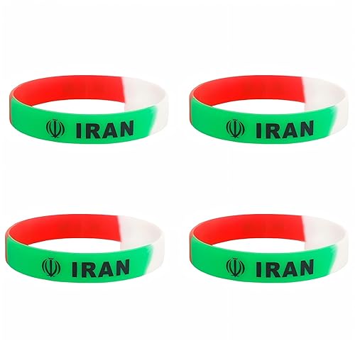 4 Pack Iran Flag Silicone Wristband bracelets - Patriotic Supporter