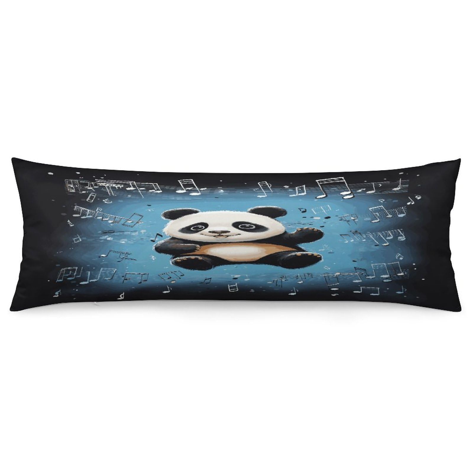 Panda Dancing on Musical Notes Body Pillowcase Soft Breathable Full Long Pillow Cover 20x54 Inches Polyester Pillow Case with Hidden Zipper Closure for Bedroom Home Decorations