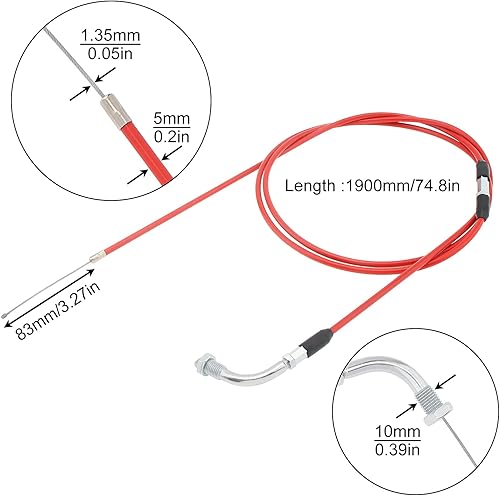 Miniatura 3 de Windance Cable de acelerador de repuesto de motocicleta de alto rendimiento, cable de acelerador de carburador deslizante plano ajustable para