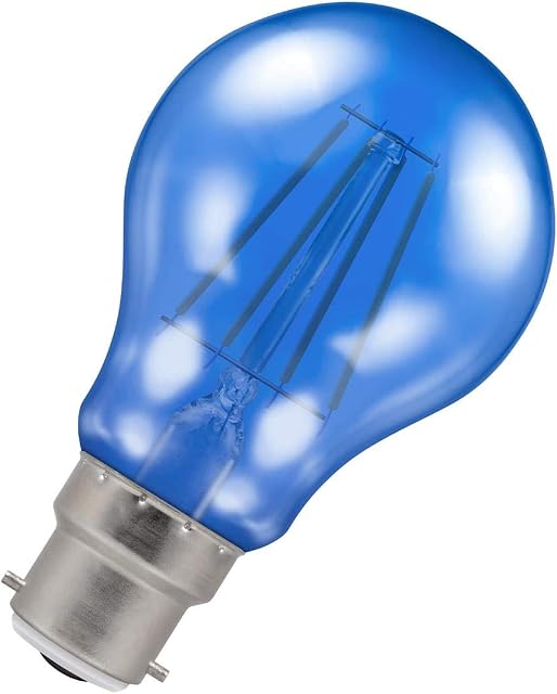 Crompton Lamps LED GLS 4.5W BC-B22d Harlequin IP65 (25W Equivalent) Blue Translucent 90lm BC Bayonet B22 Outdoor Festoon Coloured Filament Light Bulb