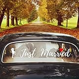 Just Married Car Decorations Decals Stickers, Wedding Car Decor for Bride Groom, Car Window Decals for New Couples