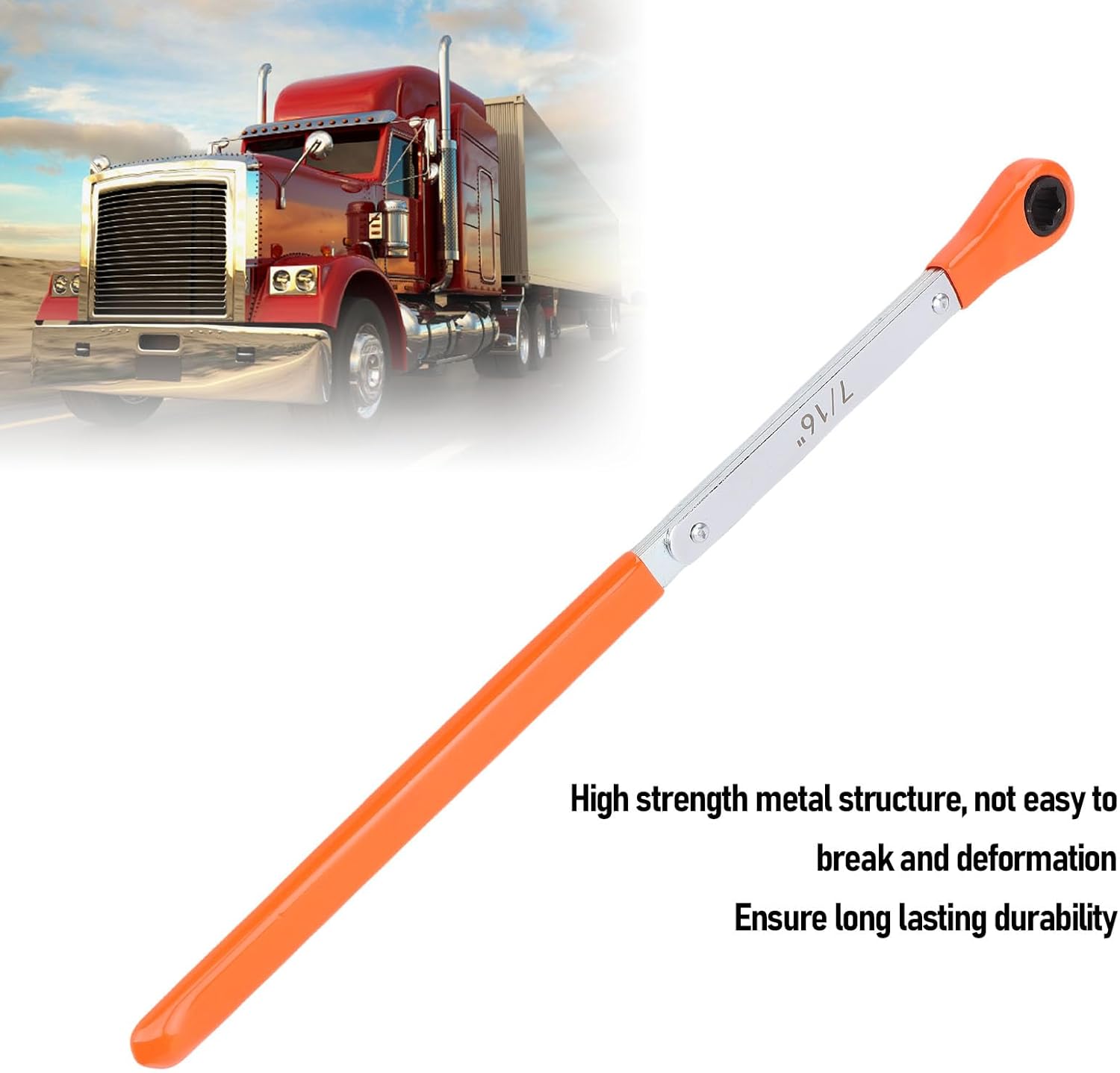 KIMISS Automatic Slack Adjuster Wrench Extra Long Handle Flexible Brake Adjustment Tool Heavy Duty Trucks (7/16")