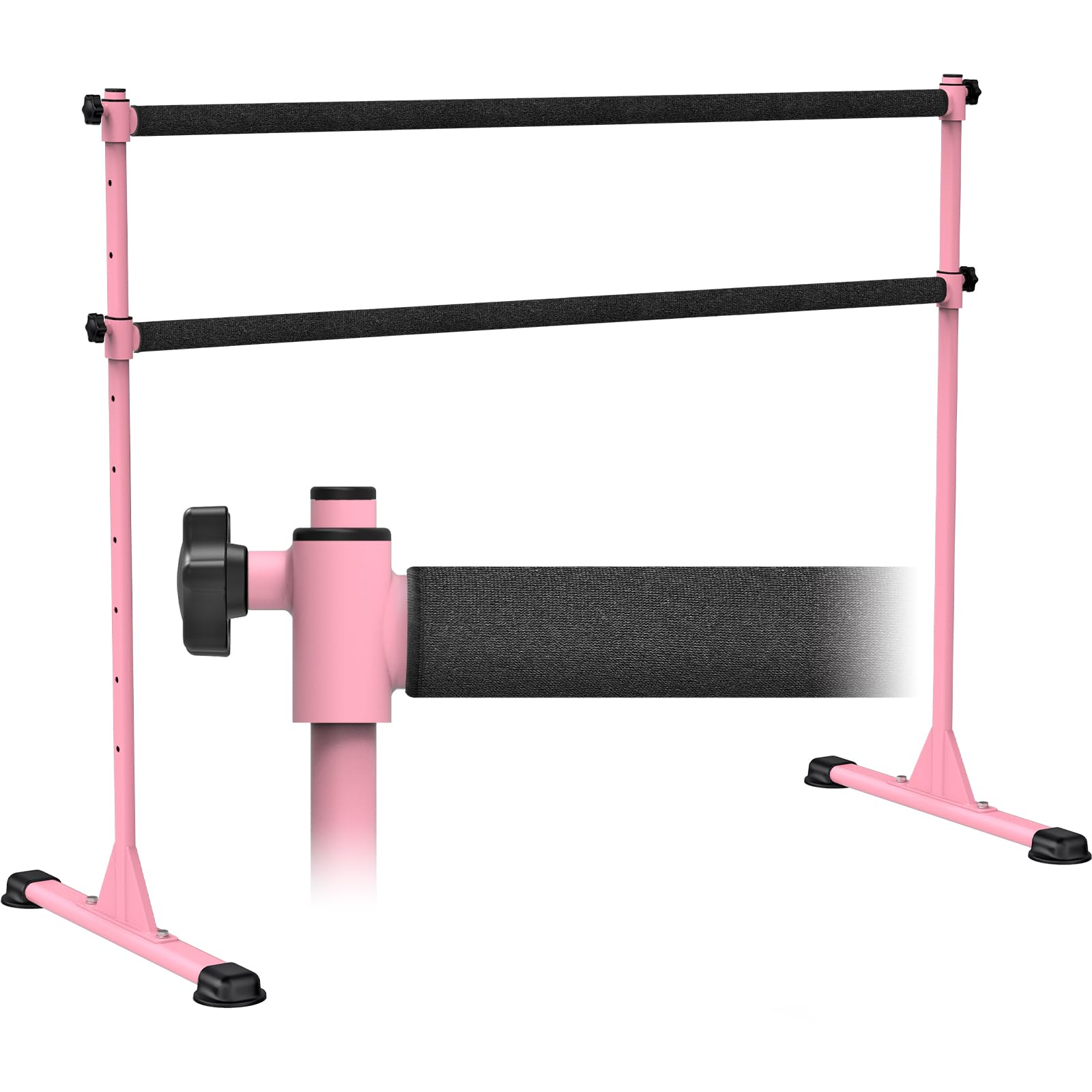 Dolibest Ballettstange Freistehend, 10 Höhenverstellbare Ballet Stange Rosa Kinder Mädchen Tragbar Tanzstange Erwachsene Zuhause Mobile Boden Fitness Yoga Stretchstange