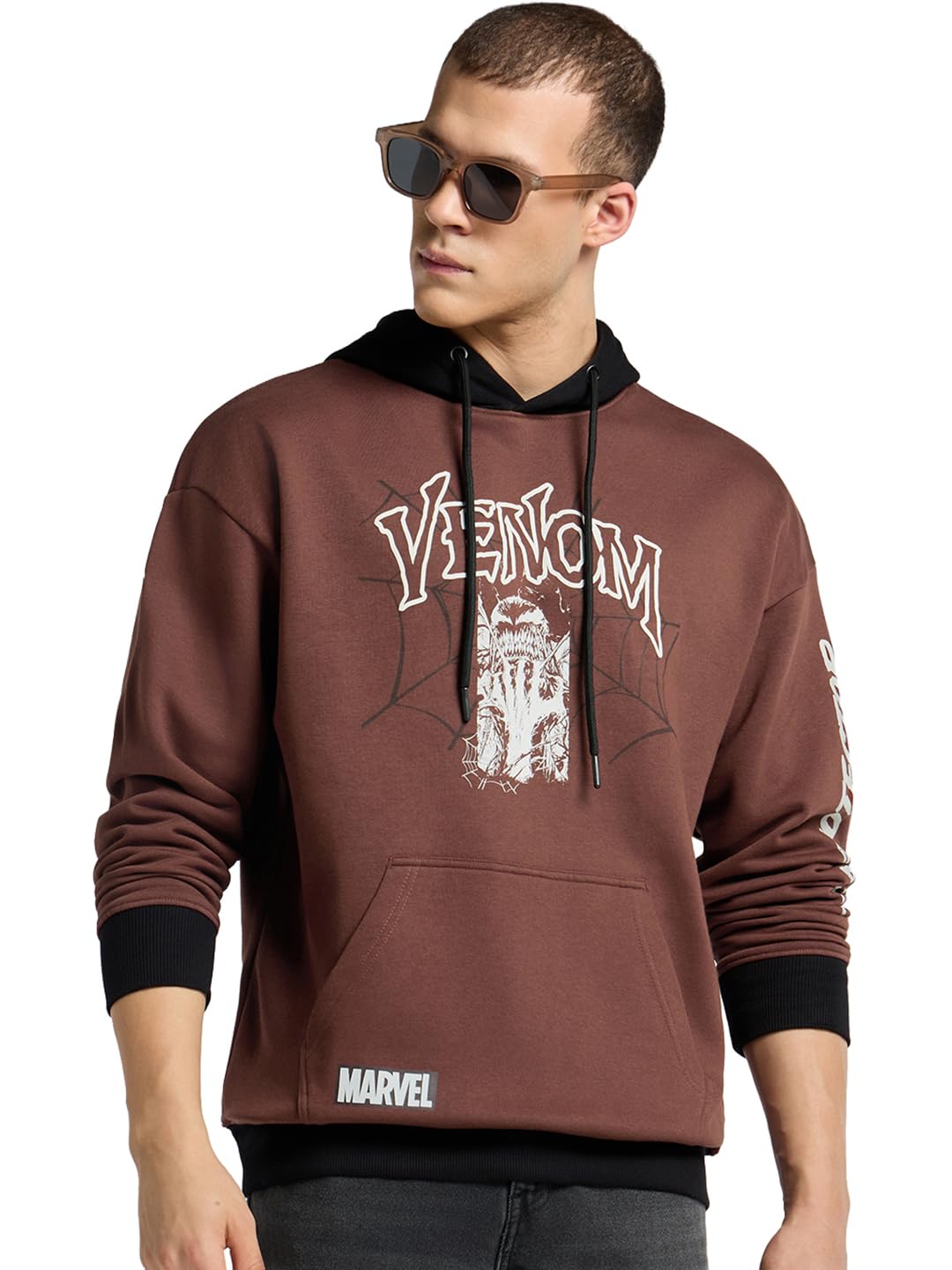 bewakoof Heavy Duty 1.0 Official Marvel Merchandise Venom Men's Graphic Print Oversized Fit Full Sleeve Fleece Hoodies-picture-11