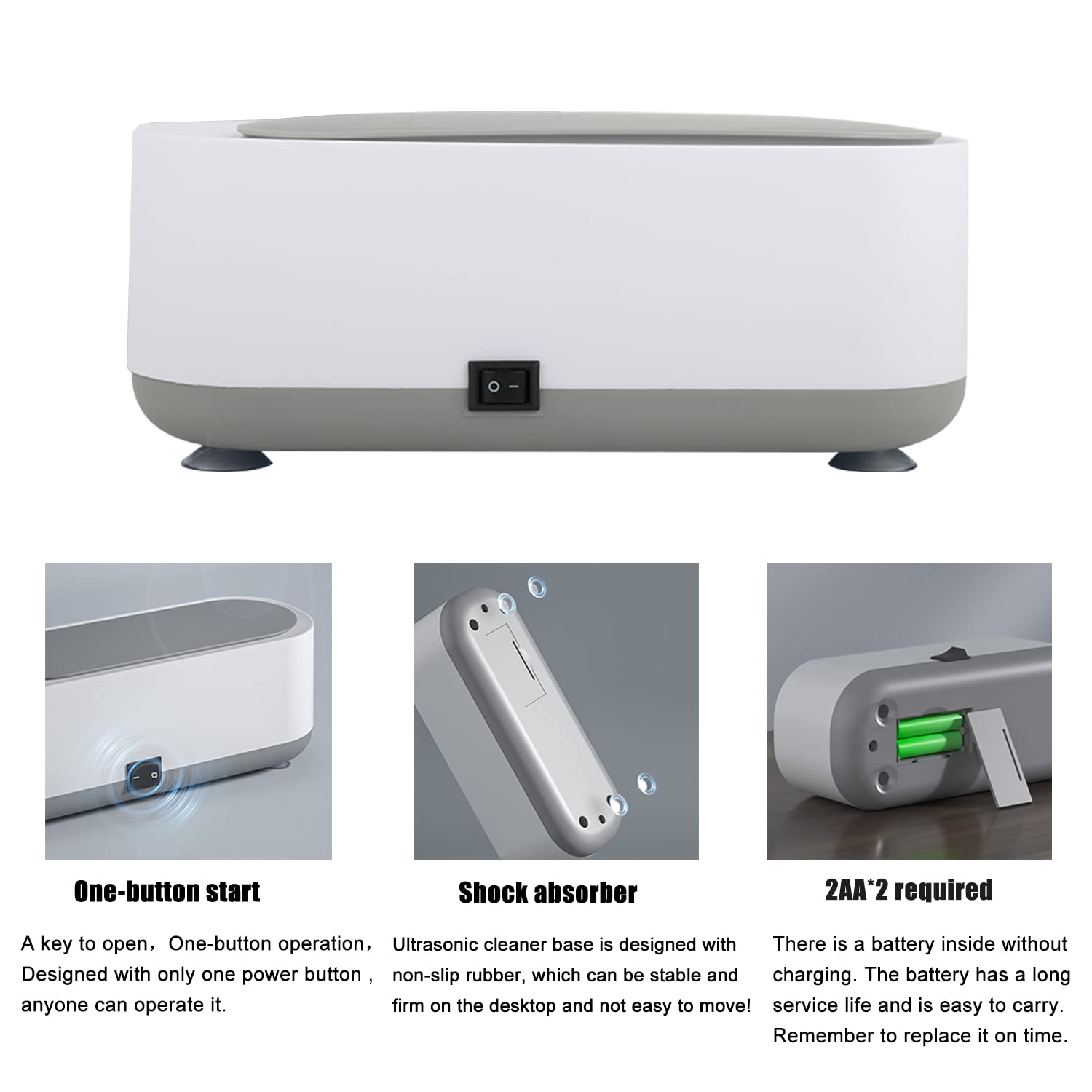 Ultrasonic Jewelry Cleaner, Mutifunction Household Portable Professional Ultrasonic Cleaner for Cleaning Jewelry,Ring,Necklaces,Eyeglass,Watches,Razors,Makeup Brush,Coins (250 ML) Rechargeable Models