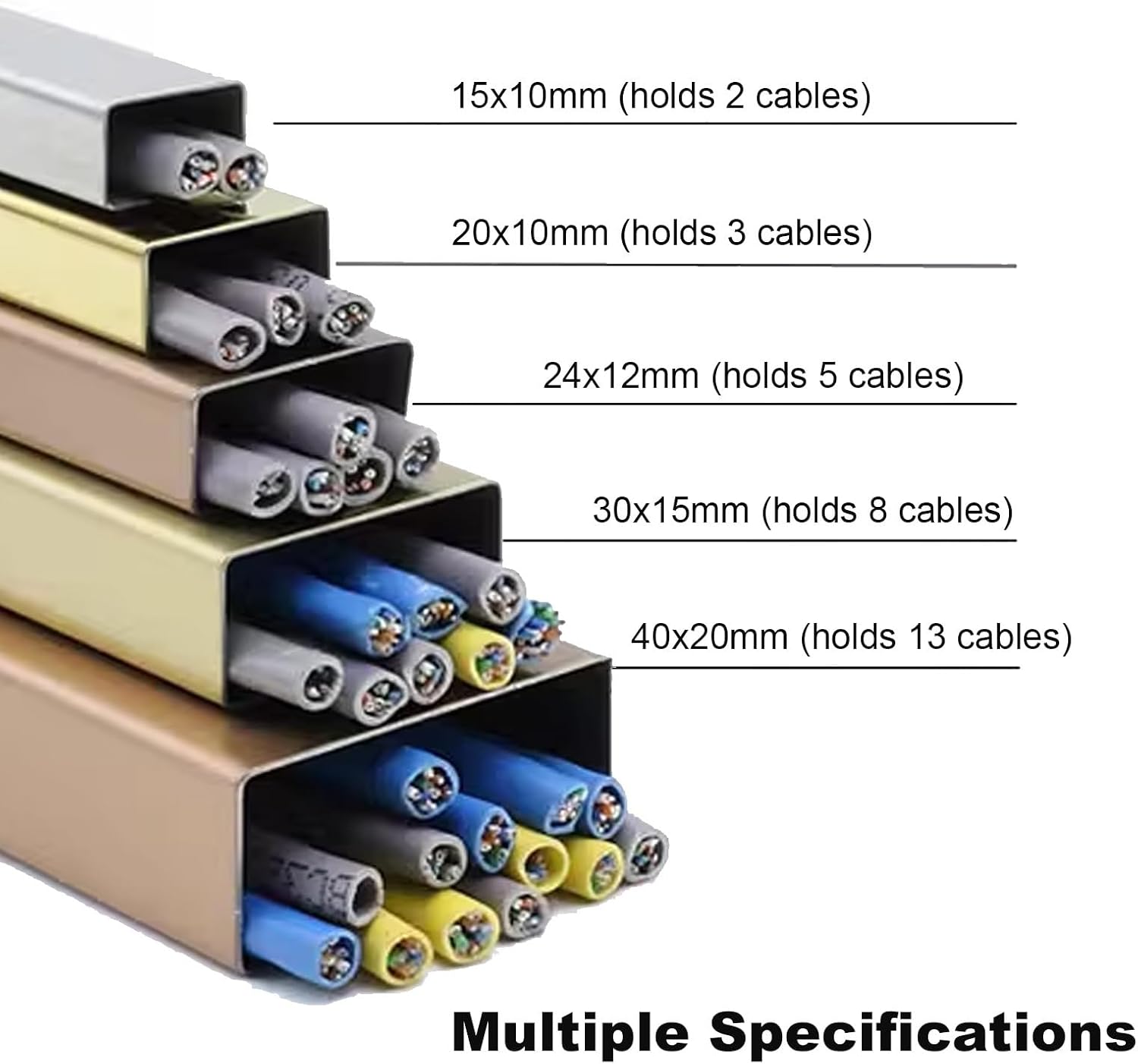 Decorative Cable Hider,Metal Cable Cover,Stainless Steel Lamp Cable Cover,Floor Cable Concealer,Cable Management,Self Glues Antique Wire Hider,Cable Management Channel for Wall(Gold A,0.6x0.4in)