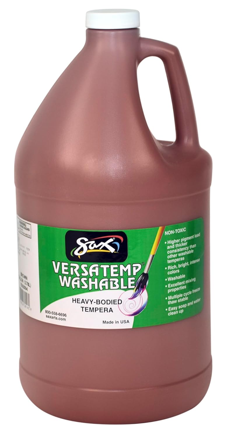 Sax Washable Versatemp Heavy Bodied Tempera Paint, Brown, 1 Gallon