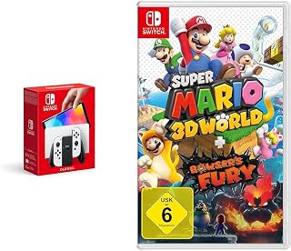 Nintendo Schakelconsole (OLED-model) wit & Super Mario 3D World + Bowser's Fury. Für Nintendo Switch