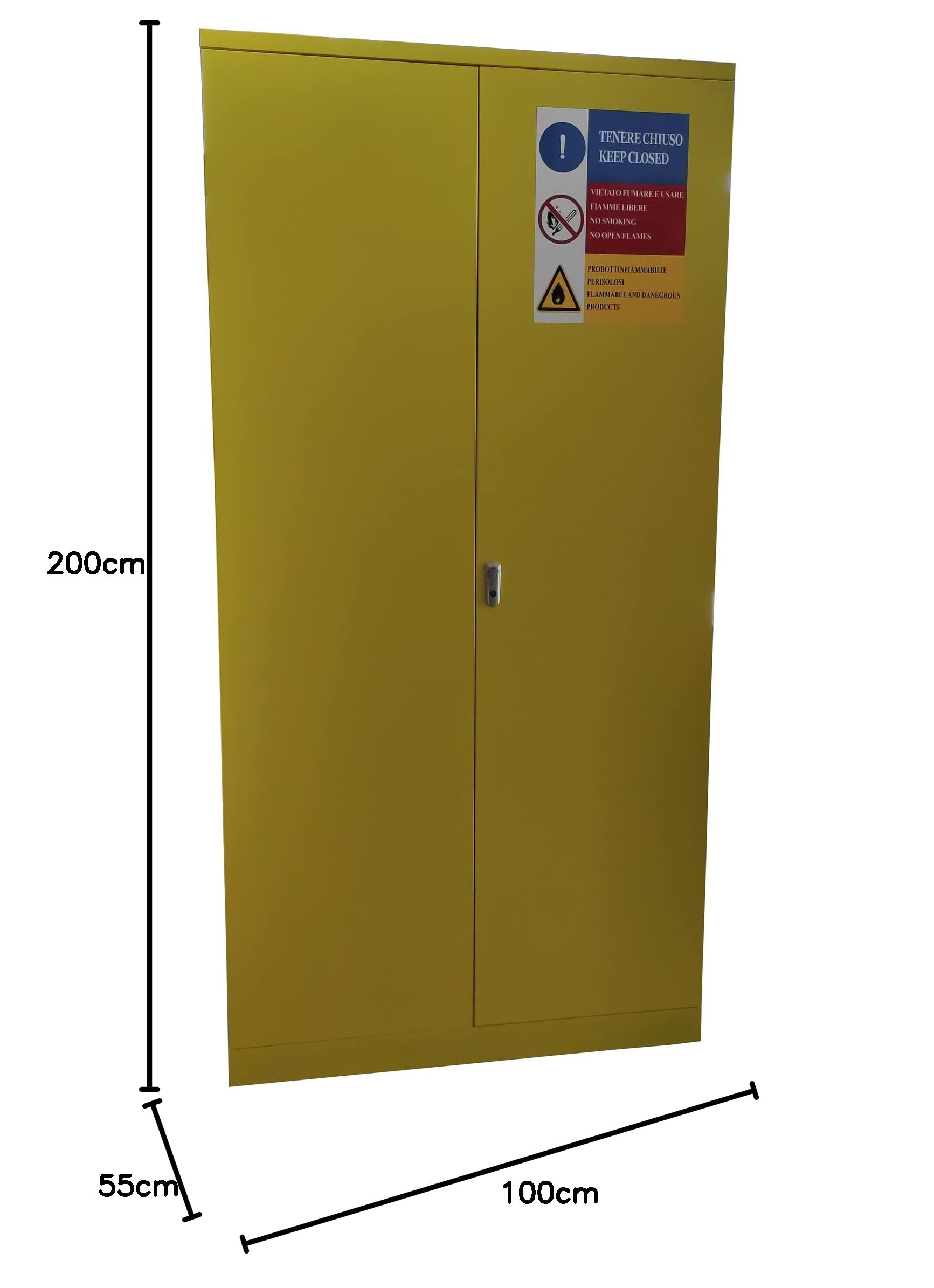 ARMADIO IN METALLO PER VERNICI E SOLVENTI, CM 100x55x200 H MONTATO