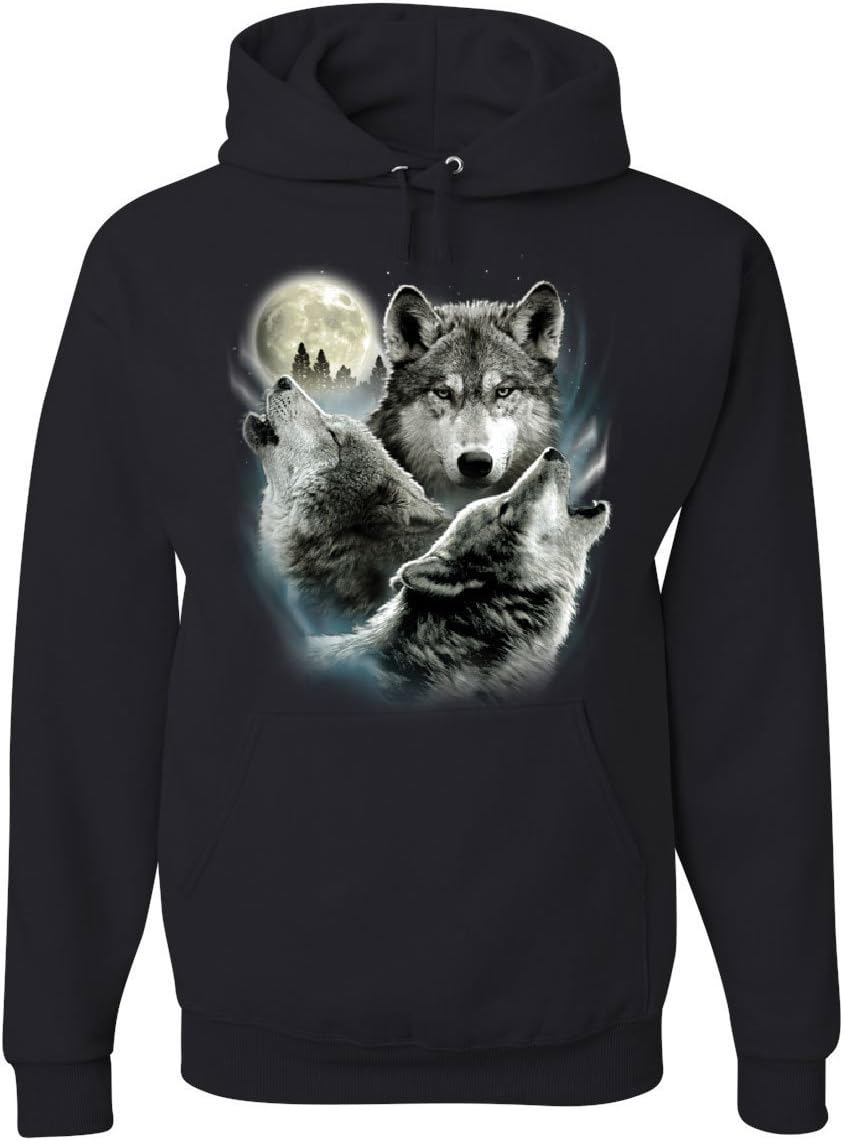 Tee Hunt Howling Wolf Pack Hoodie Wild Wilderness Animals Nature Moon Sweatshirt