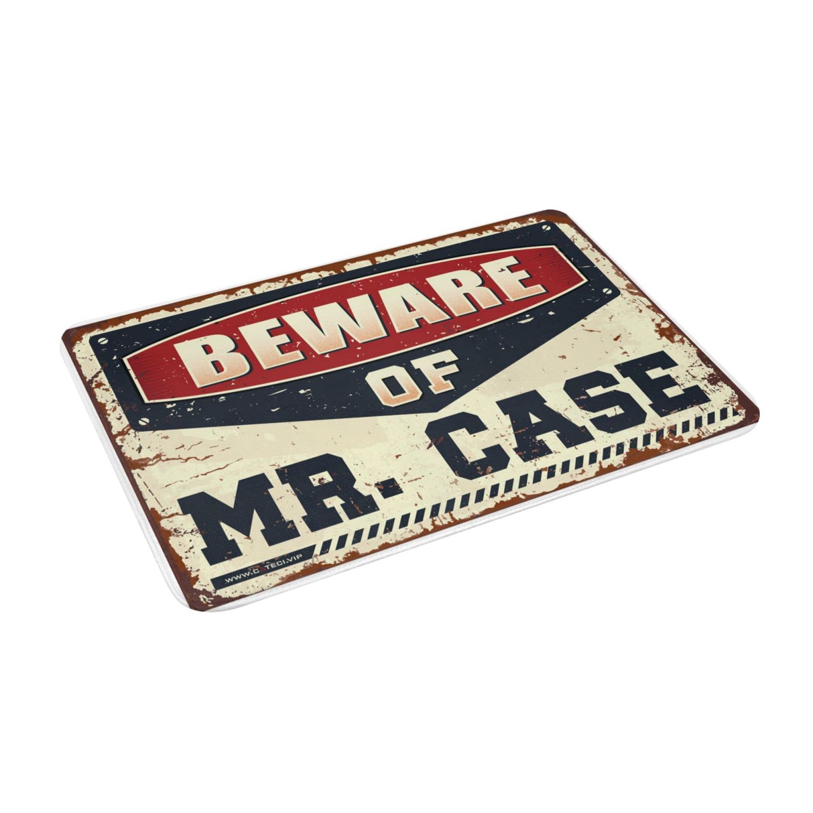 Interessante zerbino con scritta "Beware of Mr. Case" zerbino per patio bar accessori per esterni decorazione autunnale (dimensioni: 65 x 90 cm)