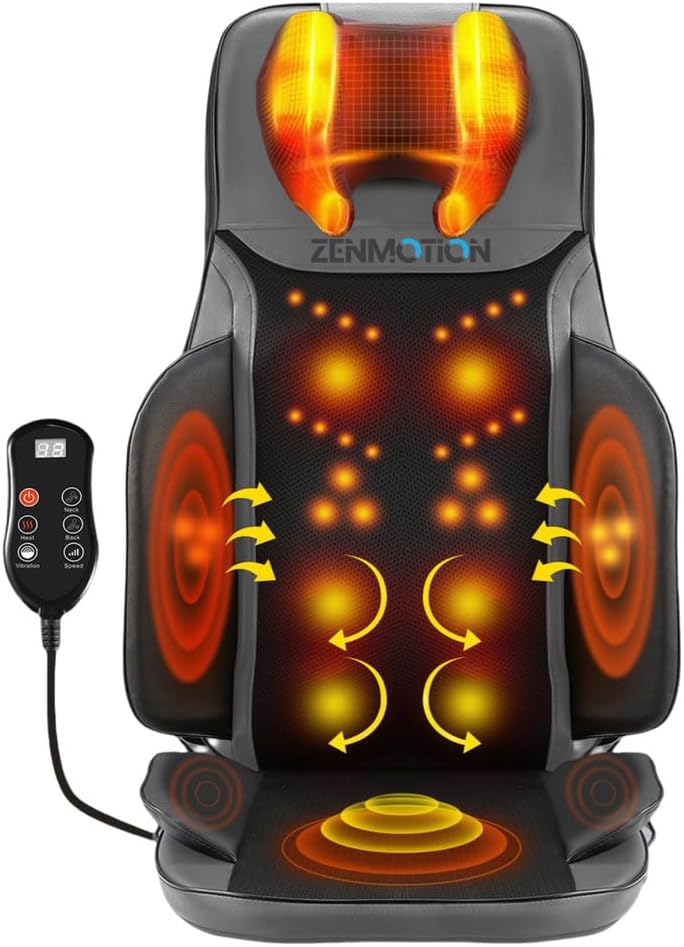 Masajeador de espalda completa con almohadilla para silla de masaje Shiatsu, masajeador de espalda Shiatsu de 12 puntos para silla con masaje de