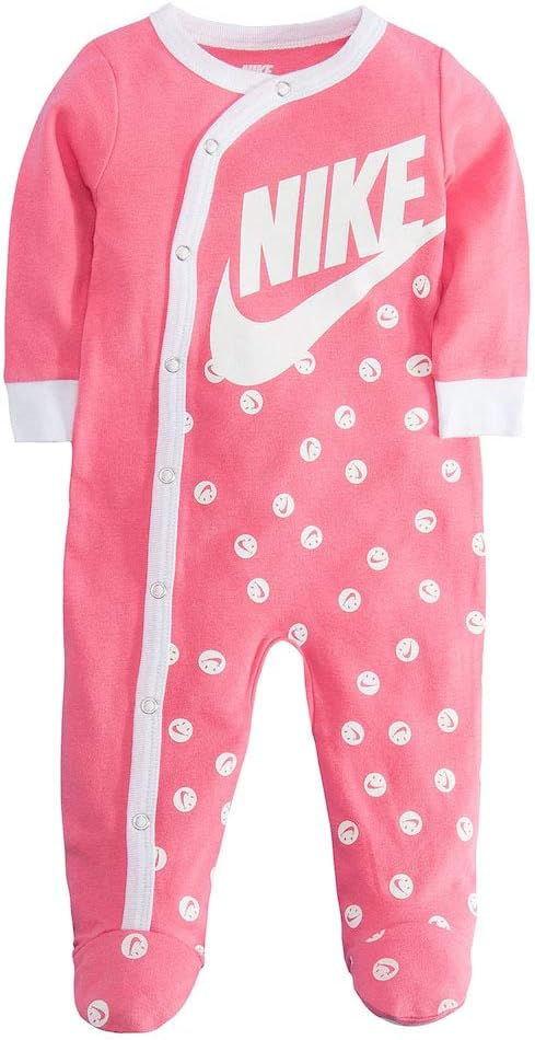 Kids Baby Girl's Sportswear All Over Print Smiley Long Sleeve Footed Coverall (Infant)
