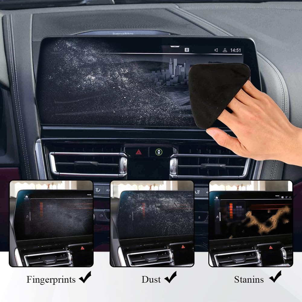 2PCS Car Screen Cleaner, Car Cloth Cleaner, Microfiber Auto Screen Cleaning Pad, Foldable Touch Screen Cleaner Cloth Automotive Accessory for Vehicle Dashboard LCD Display (Square+Round) image 3