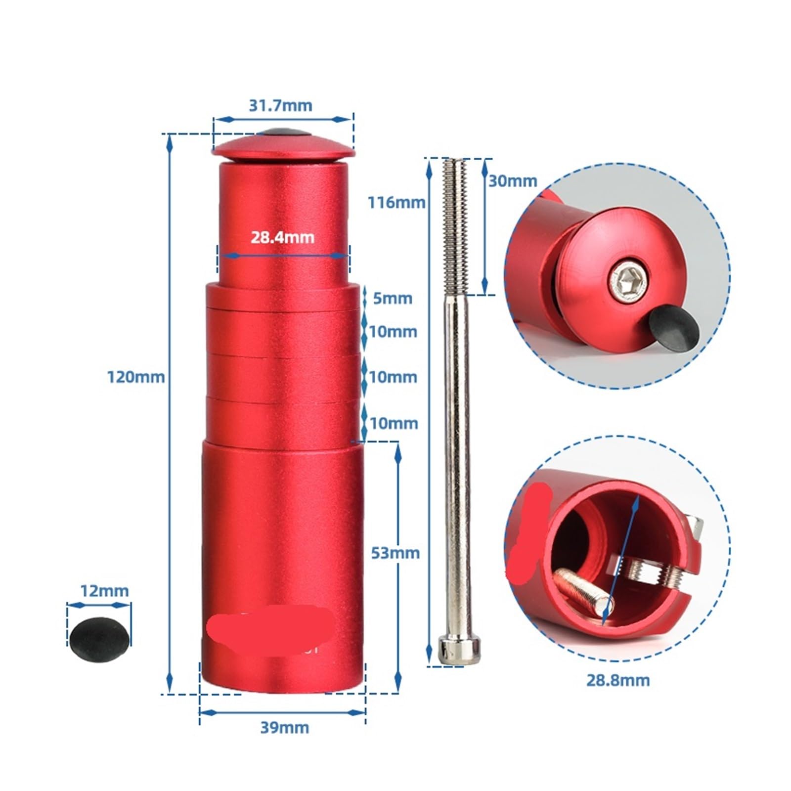 Prolunga dell'attacco Manubrio Prolunga for Altezza Stelo Forcella for Bicicletta Manubrio Adattatore for Rialzo Distanziatore in Lega di Alluminio Accessori for Ciclo 100mm 28,6mm