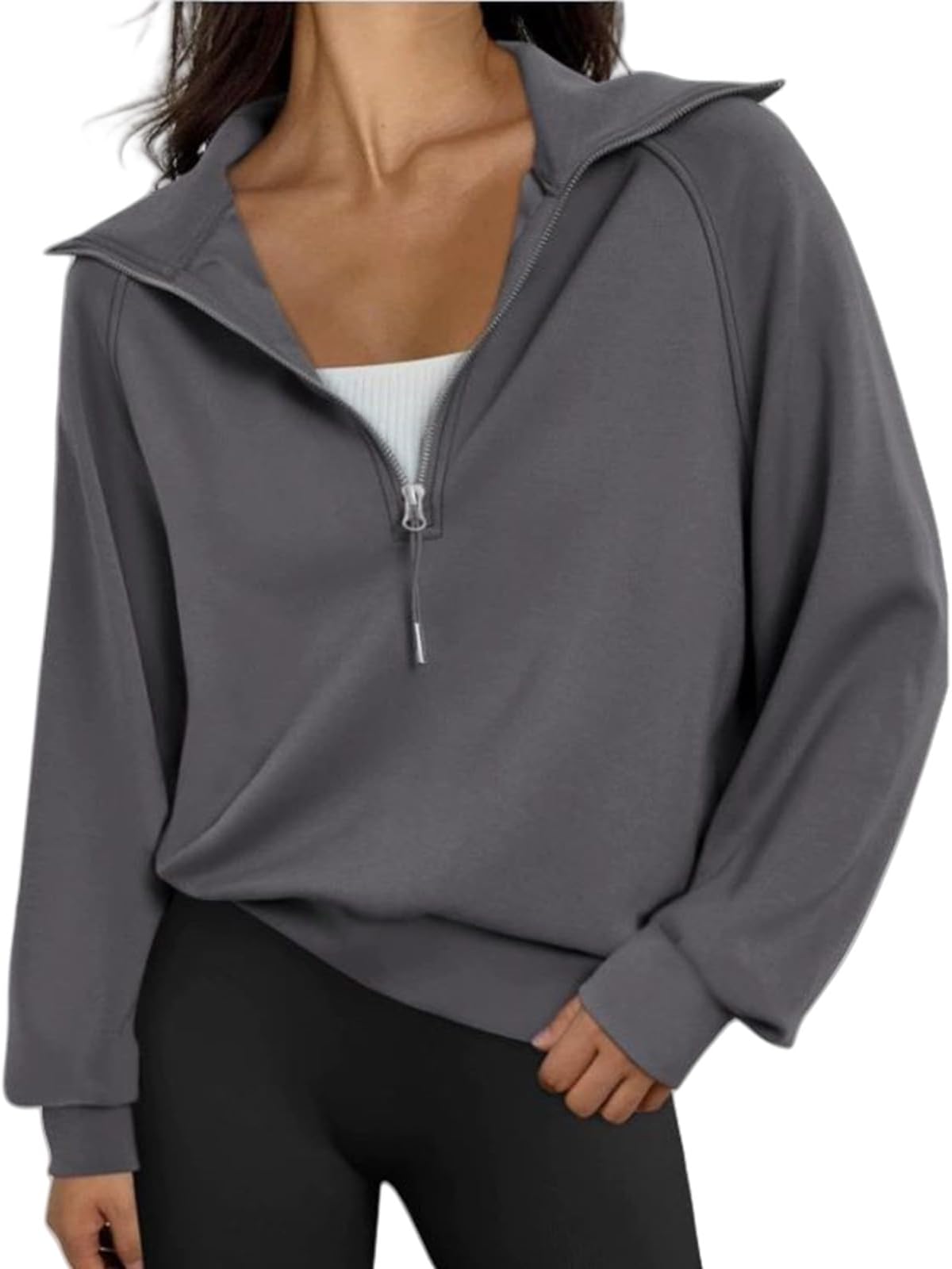 Half Zip Pullover Women Oversized Sweatshirt Long Sleeve Quarter Zip Hoodies Fashion Fall Dresses Tops Y2K Clothes 2025