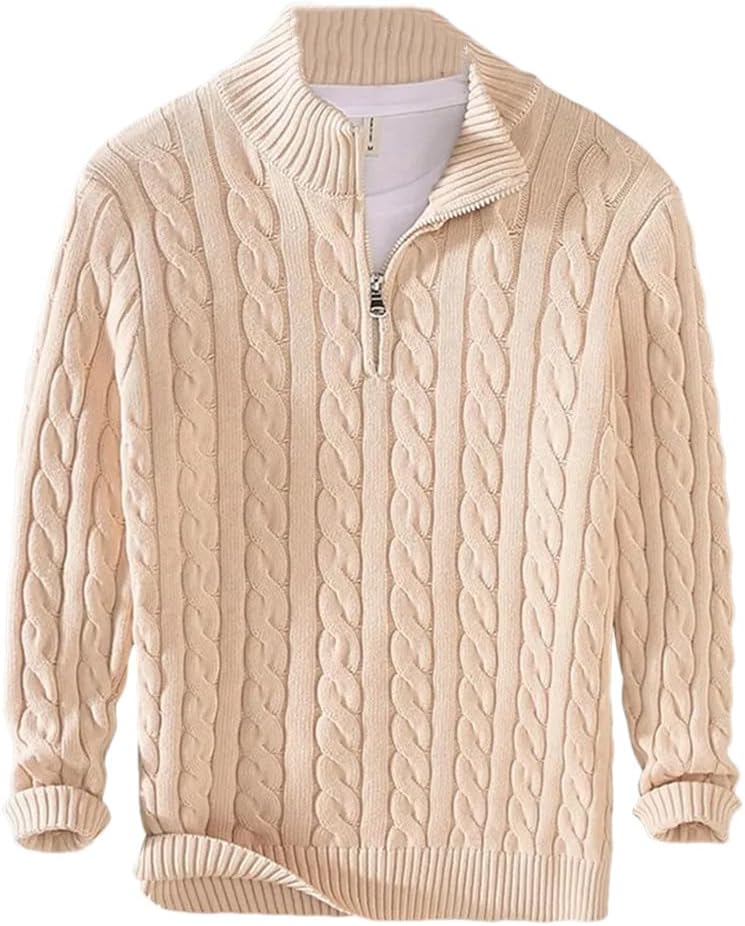 Men's Autumn and Winter Sweater Pullover Men's Knitted Half-Zip Turtleneck Sweater