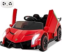 Vista 19 de HONEY JOY Lamborghini - Vehículo eléctrico con licencia de 12 V para niños, 3 velocidades, puerta que se abre, bocina, música, palanca de control