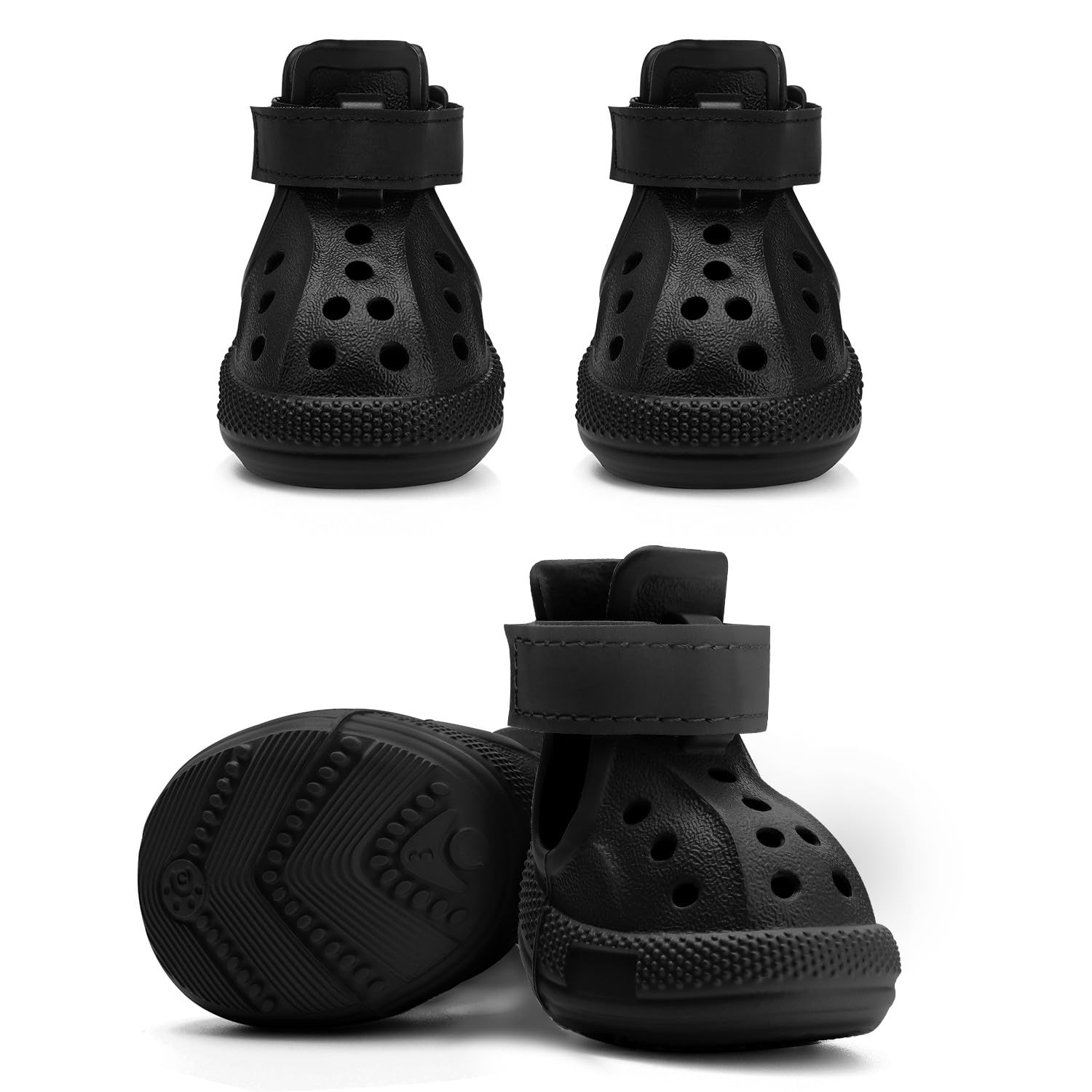 SlowTon Zapatos para Perros para Pavimento Caliente, Sandalias Transpirables Antideslizantes con Tiras Reflectantes, Fáciles de Poner y Quitar, Botines de Verano para Exteriores Fácile