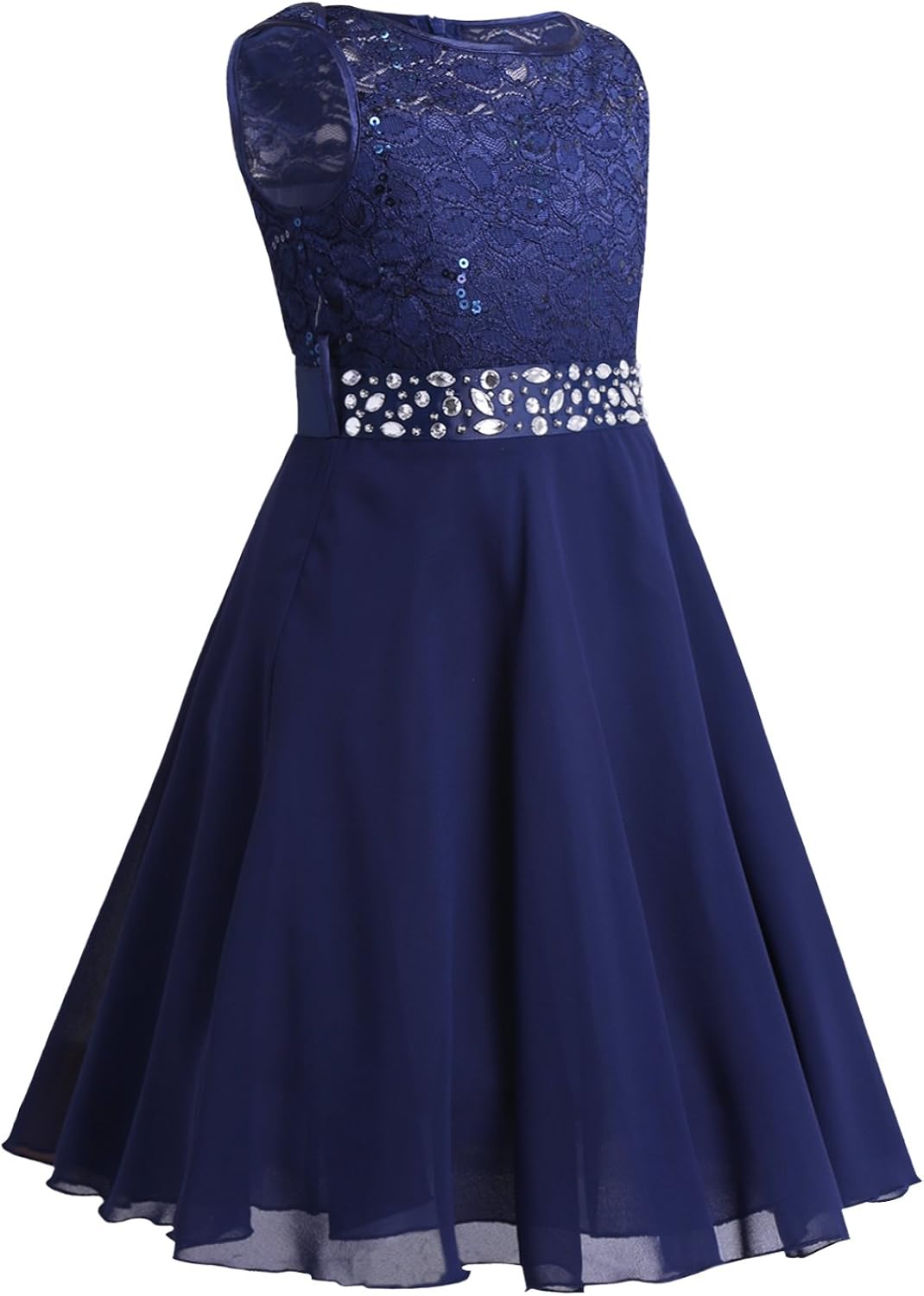 FEESHOW Kids Girls Sequin Lace Formal Wedding Pageant Party Prom Ball Gown Flower Girl Dress Crystal Belt: Clothing, Shoes & Jewelry