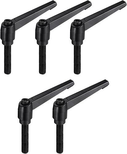 Miniatura 48 de uxcell 5 piezas de manija de palanca de sujeción ajustable M8 x 0.630 in óxido negro métrico acero al carbono macho roscado perillas de mano