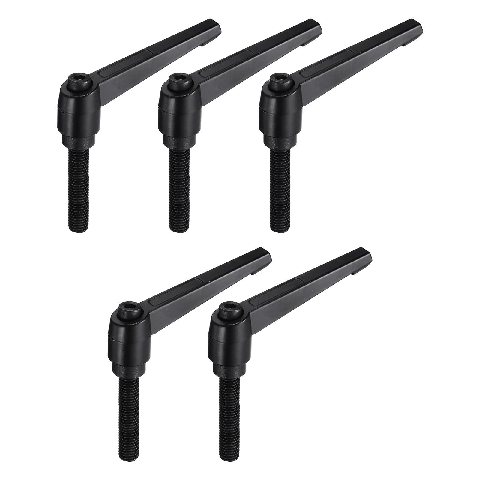 uxcell 5pcs Adjustable Clamping Lever Handle M12 x 60mm Metric Black Oxide Carbon Steel Male Threaded Stud Hand Knobs Ratchet Rotating Screw Handles Bolts with Locking Lever Black