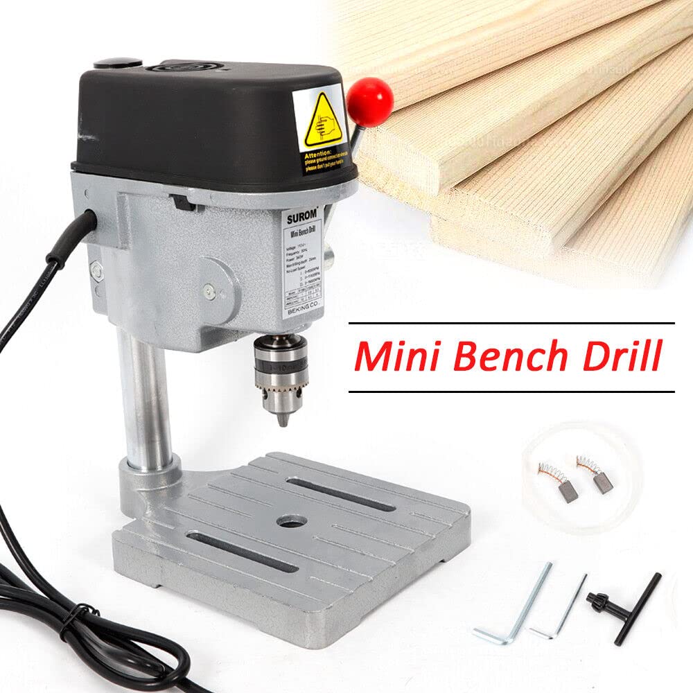 Mini trapano a colonna di regolazione della velocità di rotazione Trapano bancario Trapano da banco elettrico Drill Bench Press Stand Base Telaio Bracket Hole Drilling Machine Tavolo Trapano per legno