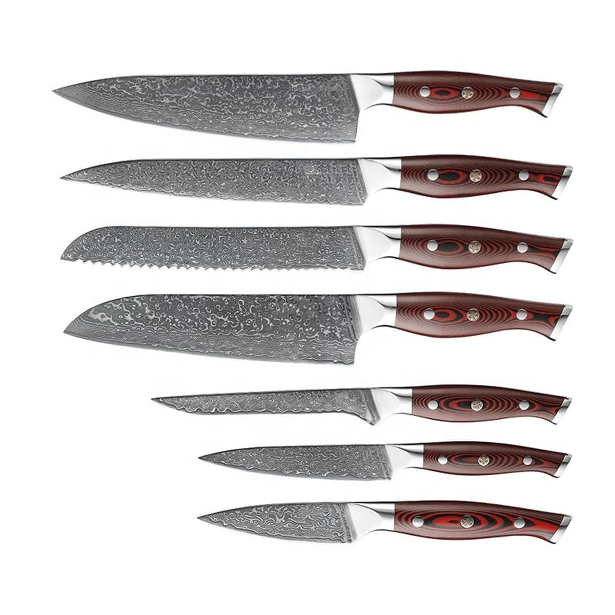 Deluxe Knife Block Set Kitchen Utensils Set 7-piece Set Damascus Chef knife With a Pair of Scissors and