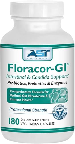 Floracor - Probióticos y enzimas para apoyar la salud intestinal y intestinal - 180 cápsulas vegetarianas