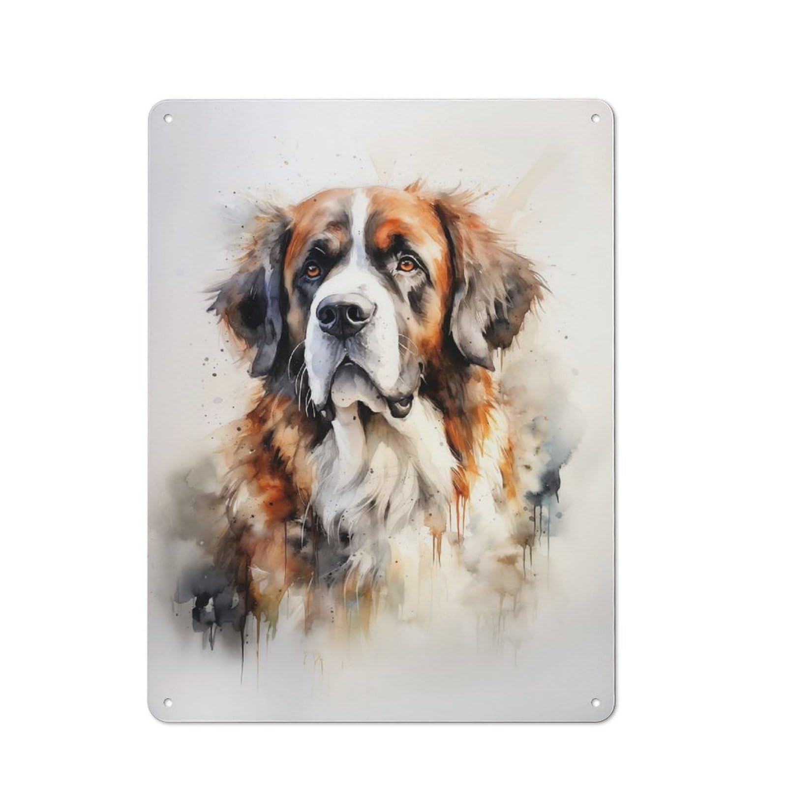 Junmoney Style-2 Saint Bernard Dog Workshop Style Metal Wall Decor 40X30cm, Decorative Metal Plaque For Garage, Hobby Room, Office Or Man Cave